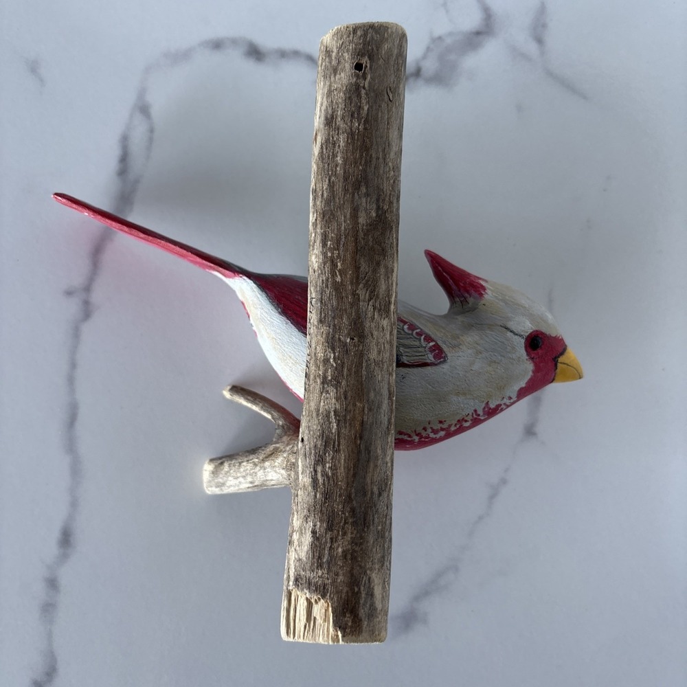Vintage Hand Carved Wood Desert Cardinal Bird Signed RE Mumford ~ Purdue - Picture 3 of 16